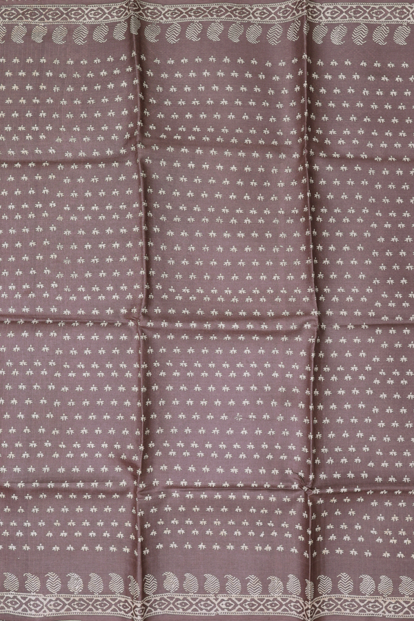Tussar Silk Saree In Brown With Printed Buttas