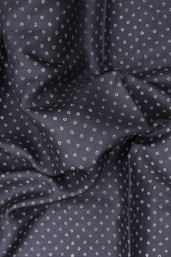 Tussar Silk Saree In Charcoal Grey With Printed Buttis