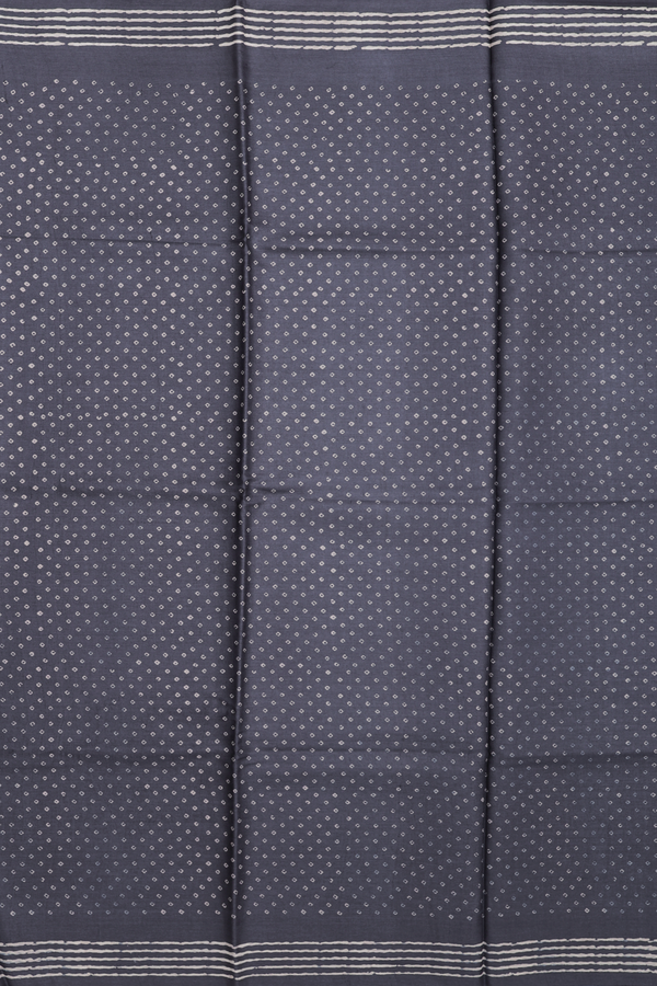 Tussar Silk Saree In Charcoal Grey With Printed Buttis