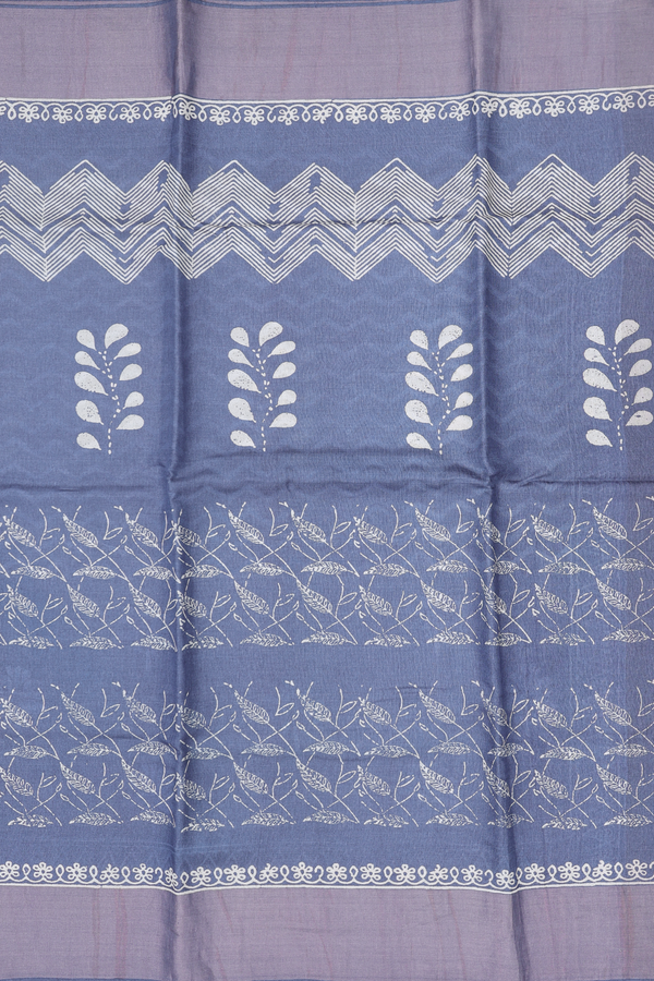 Tussar Silk Saree In Blue With Allover Design