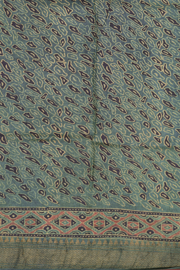 Tussar Silk Saree In Charcoal Grey With Printed Motifs