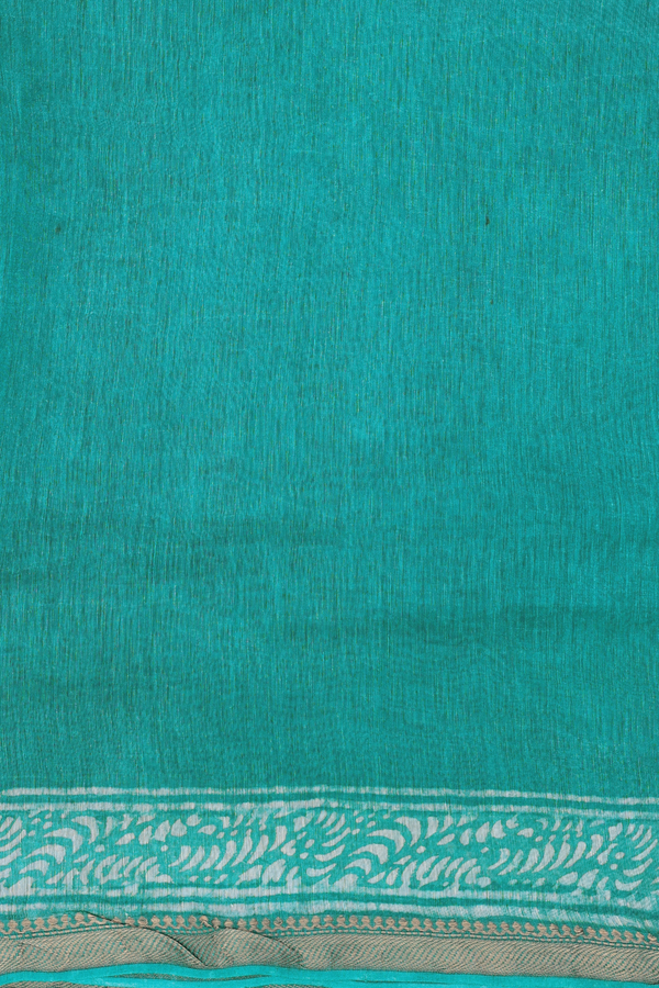 Linen Saree In Green With Circle Design