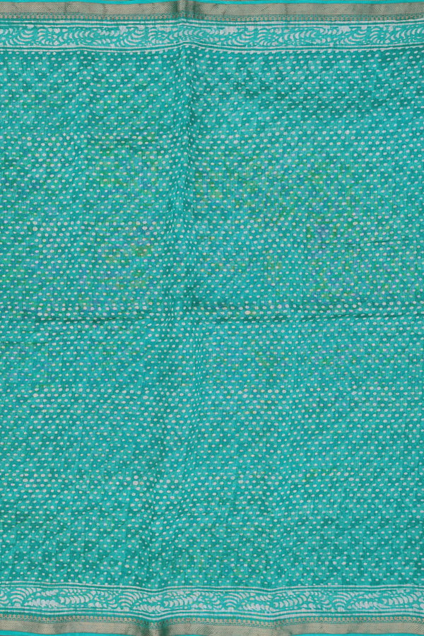 Linen Saree In Green With Circle Design