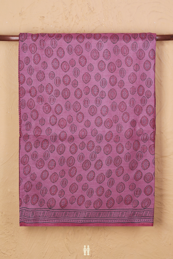 Tussar Silk Saree In Dusty Plum With Printed Design