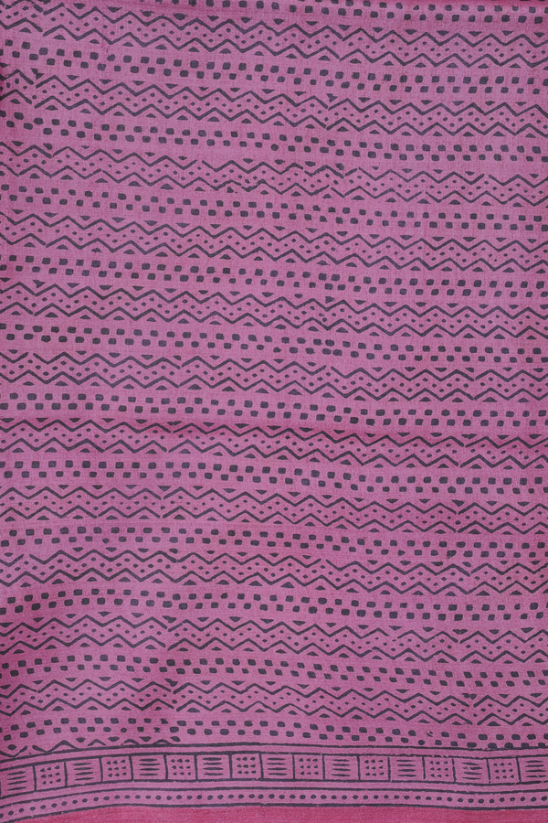Tussar Silk Saree In Dusty Plum With Printed Design