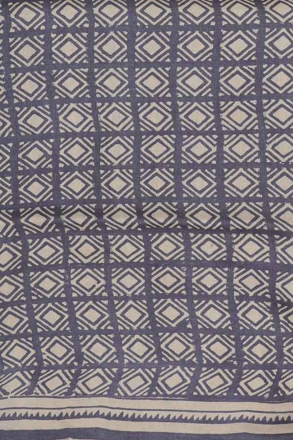 Tussar Silk Saree In Beige With Triangle Design