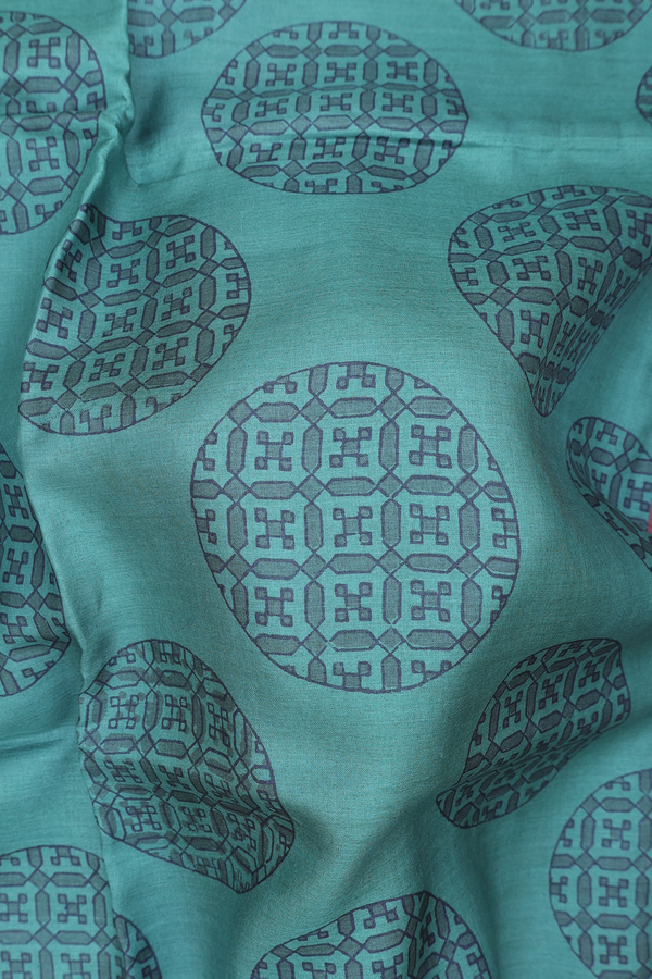 Tussar Silk Saree In Green With Printed Design