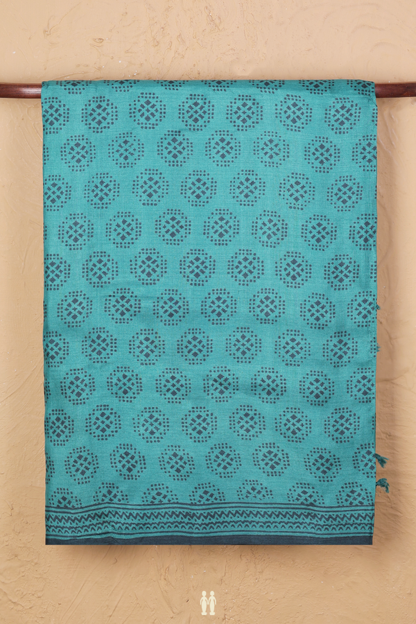 Tussar Silk Saree In Green With Allover Design