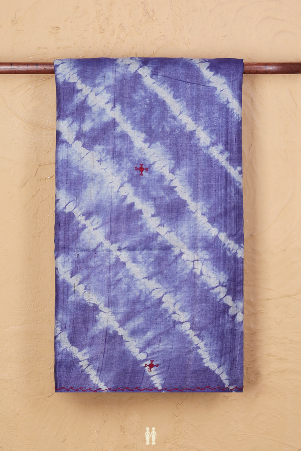 Tussar Silk Saree In Blue With Shibori Design