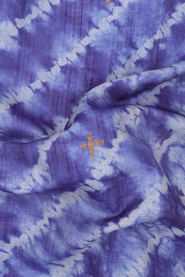 Tussar Silk Saree In Blue With Shibori Design