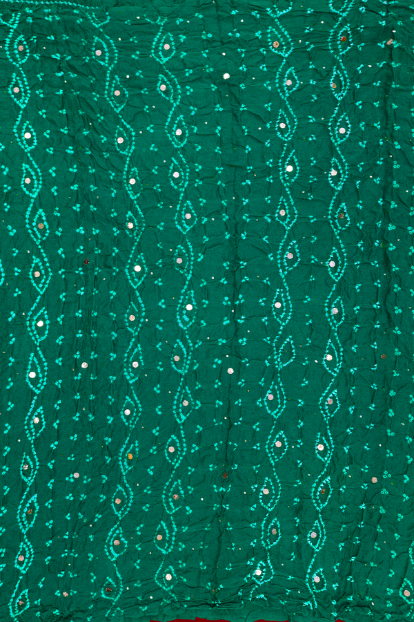 Bandhani Silk Saree In Pine Green With Tie And Dye Design
