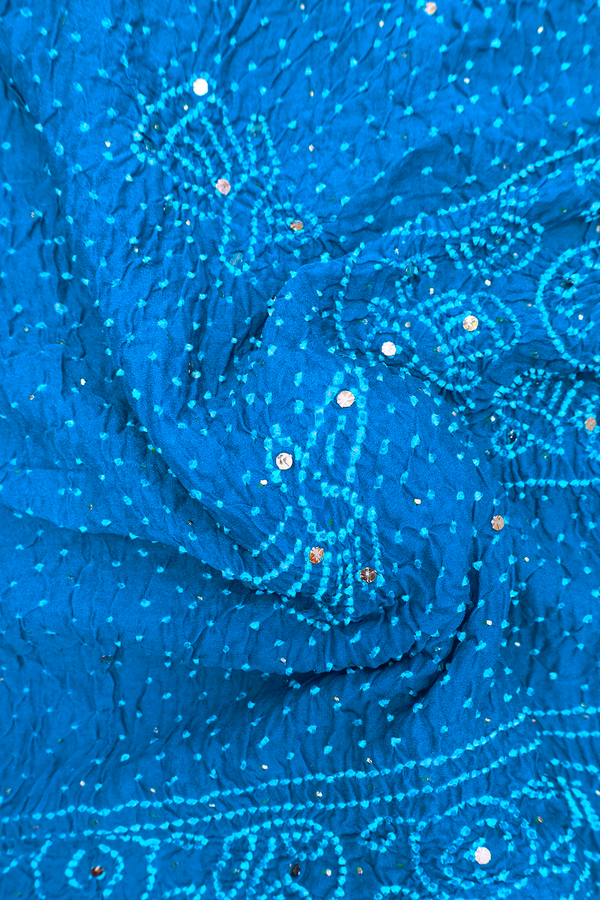 Bandhani Silk Saree In Cobalt Blue With Tie And Dye Design