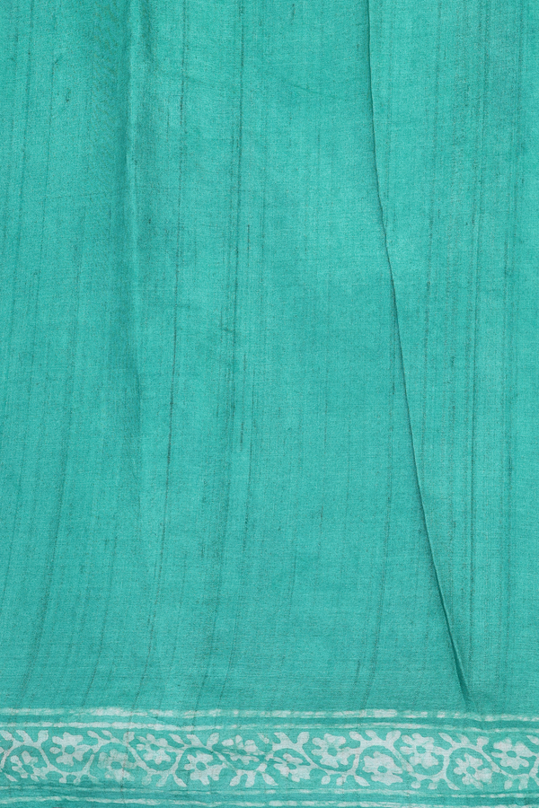 Tussar Silk Saree In Sea Green With Printed Design