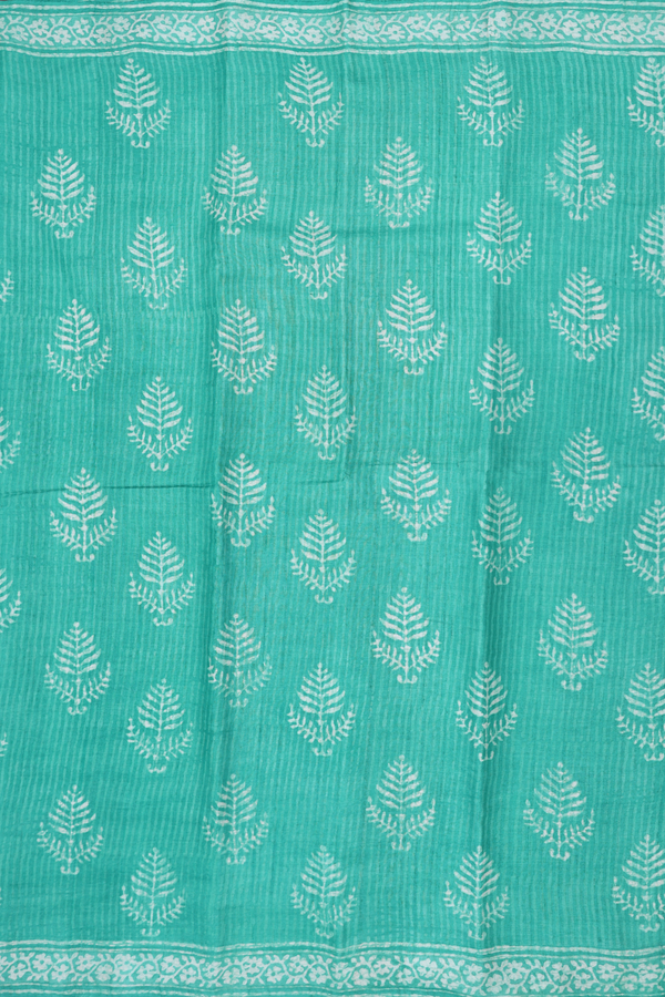 Tussar Silk Saree In Sea Green With Printed Design