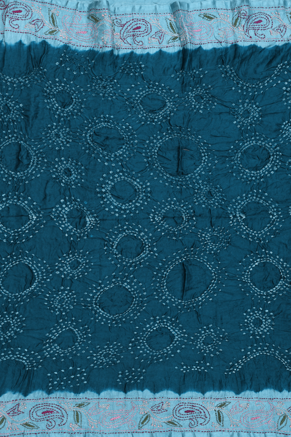 Bandhani Silk Saree In Teal Blue With Tie And Dye Design
