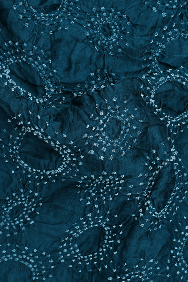 Bandhani Silk Saree In Teal Blue With Tie And Dye Design