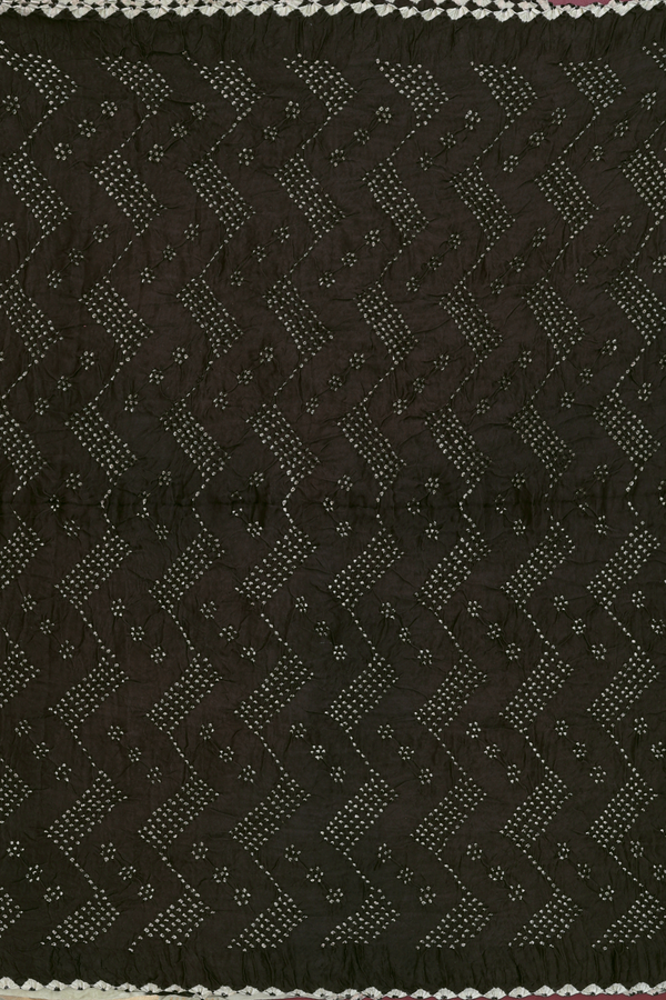 Bandhani Silk Saree Dark Olive Green With Tie And Dye Design