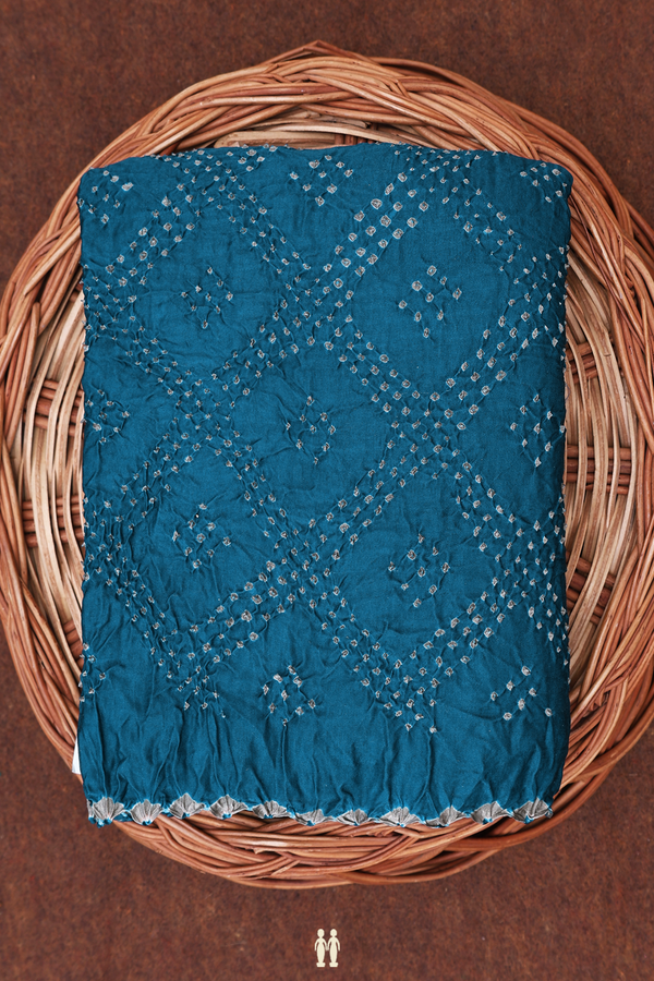Bandhani Silk Saree Dark Teal Blue With Tie And Dye Design