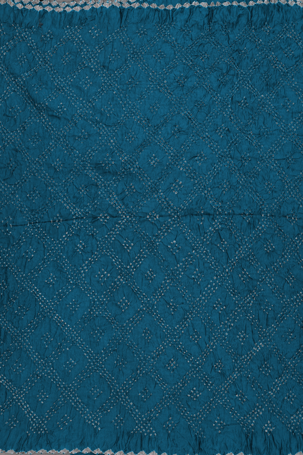 Bandhani Silk Saree Dark Teal Blue With Tie And Dye Design