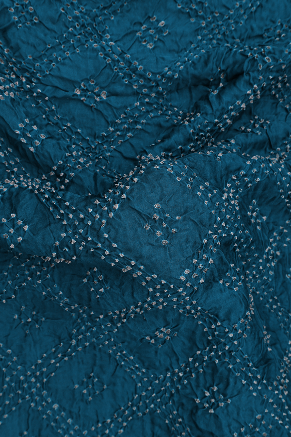 Bandhani Silk Saree Dark Teal Blue With Tie And Dye Design