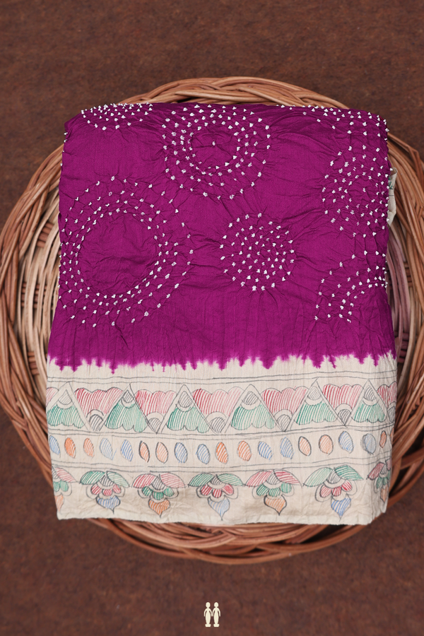 Bandhani Silk Saree In Grape Purple With Tie And Dye Design