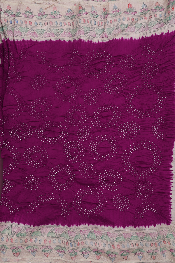 Bandhani Silk Saree In Grape Purple With Tie And Dye Design