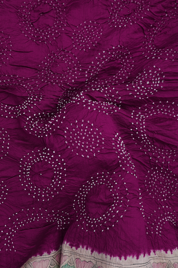 Bandhani Silk Saree In Grape Purple With Tie And Dye Design