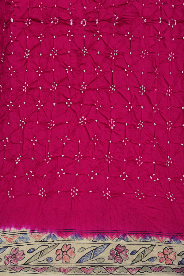 Bandhani Silk Saree In Dark Pink With Tie And Dye Design
