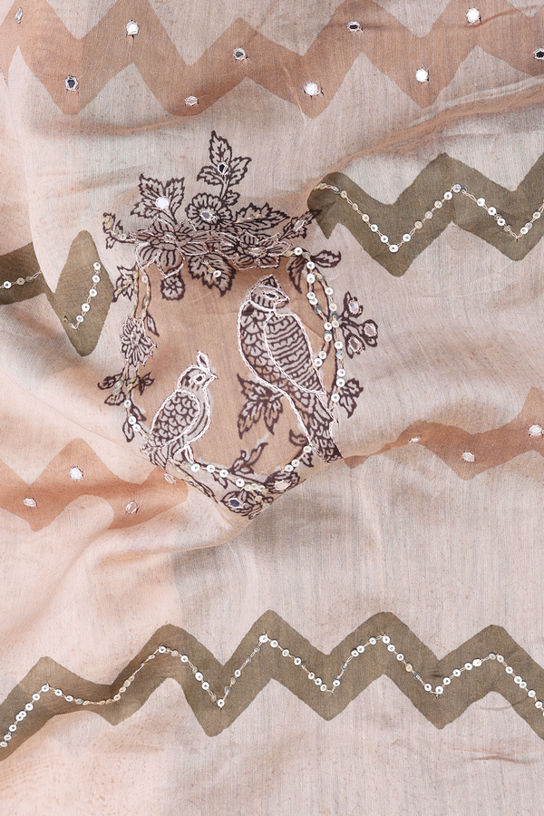 Tussar Silk Saree In Pastel Brown With Allover Design