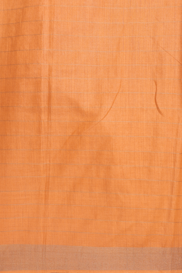 Tussar Silk Saree In Orange With Checks Design