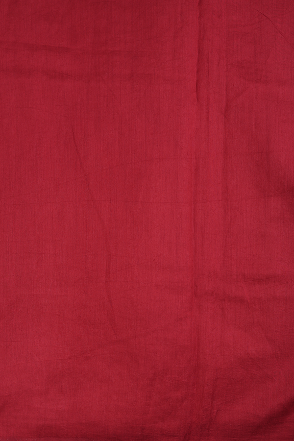 Tussar Silk Saree In Red With Floral Embroidered Design