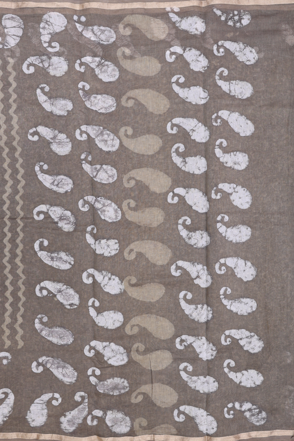 Chanderi Cotton Saree In Cardamom Green With Chevron Design