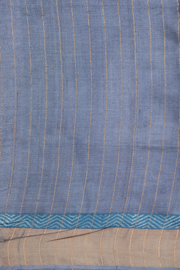 Tussar Silk Saree In Cerulean Blue With Printed Buttas