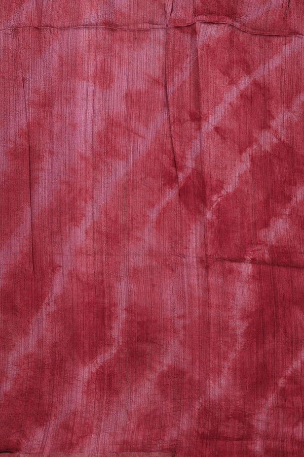 Tussar Silk Saree In Red With Leaf Design