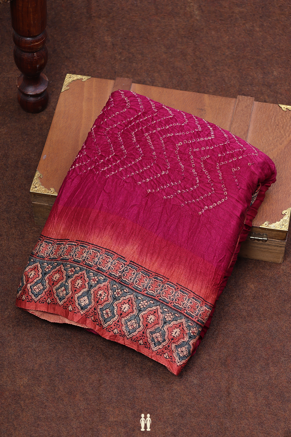 Bandhani Silk Saree In Plum Purple With Tie And Dye Design