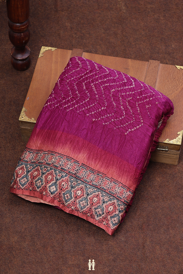 Bandhani Silk Saree In Plum Purple With Tie And Dye Design
