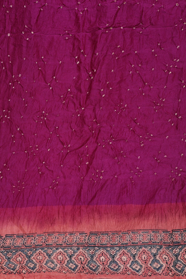 Bandhani Silk Saree In Plum Purple With Tie And Dye Design
