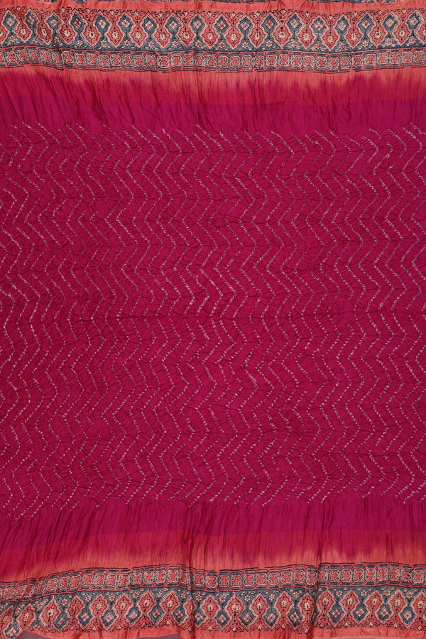 Bandhani Silk Saree In Plum Purple With Tie And Dye Design