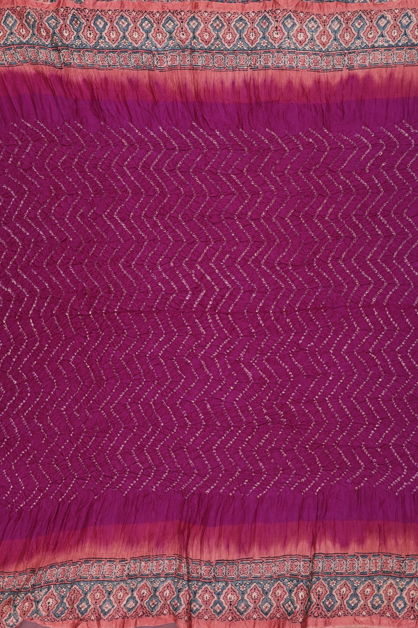 Bandhani Silk Saree In Plum Purple With Tie And Dye Design