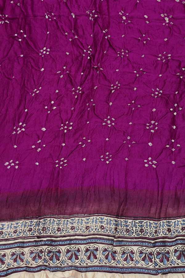 Bandhani Silk Saree In Plum Purple With Tie And Dye Design