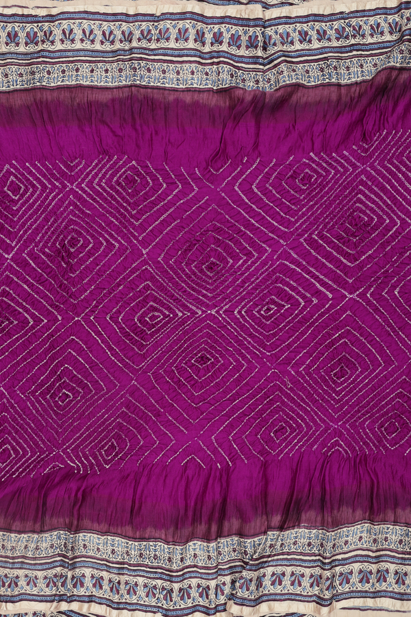 Bandhani Silk Saree In Plum Purple With Tie And Dye Design