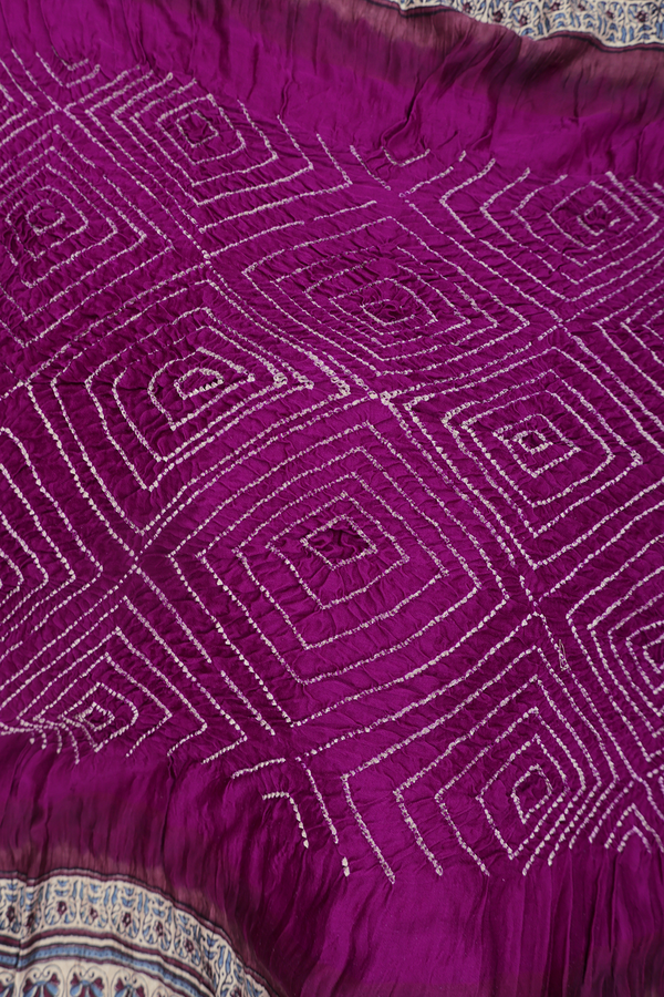 Bandhani Silk Saree In Plum Purple With Tie And Dye Design