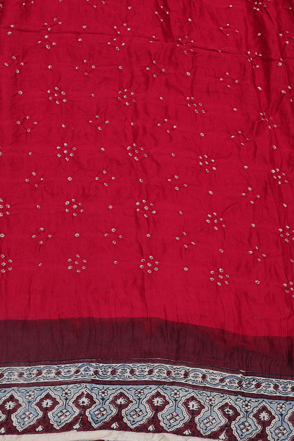 Bandhani Silk Saree In Crimson Red With Tie And Dye Design