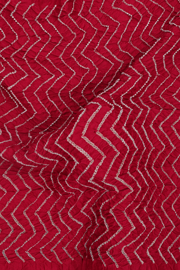 Bandhani Silk Saree In Crimson Red With Tie And Dye Design