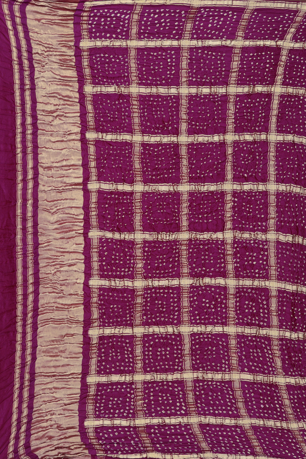 Bandhani Silk Saree In Cream Color With Printed Design
