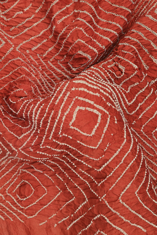 Bandhani Silk Saree In Rust Orange With Tie And Dye Design
