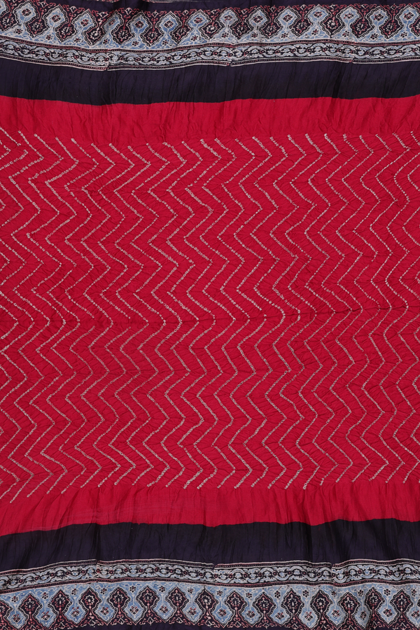 Bandhani Silk Saree In Crimson Red With Tie And Dye Design