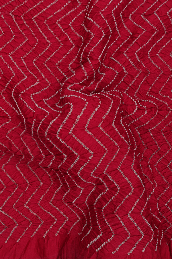 Bandhani Silk Saree In Crimson Red With Tie And Dye Design