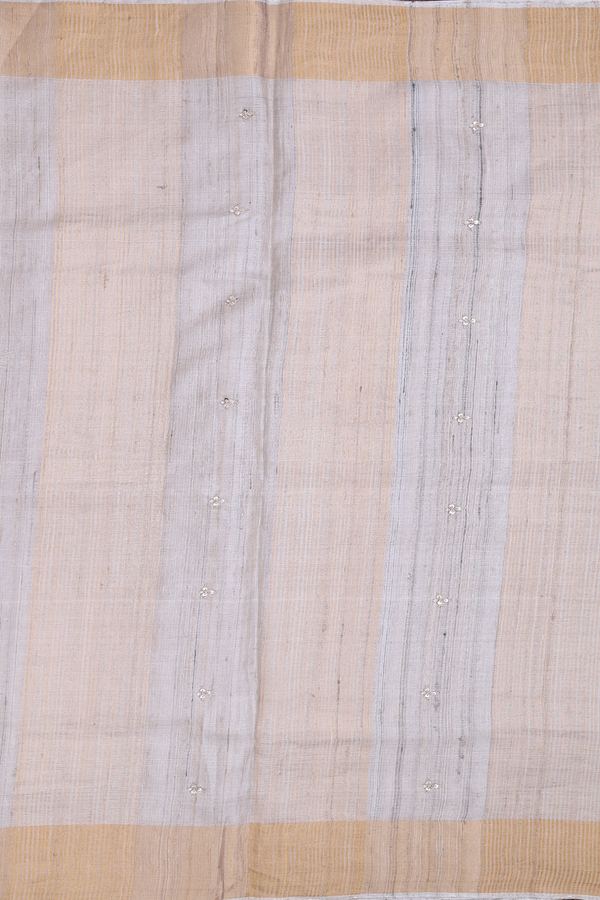 Tussar Silk Saree In Cream Color With Elephant Design