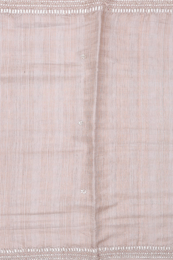 Tussar Silk Saree In Cream Color With Floral Embroidered